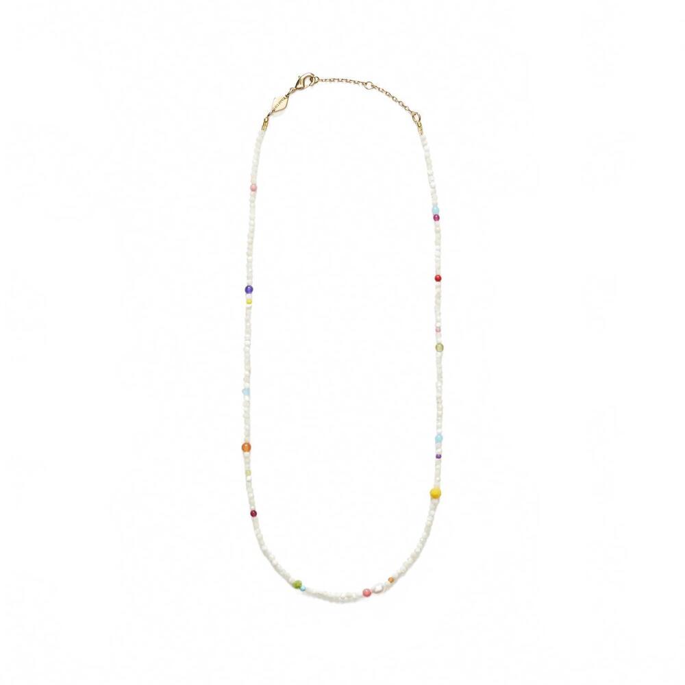 NEW ANNI LU women's confetti gem necklace in white shell